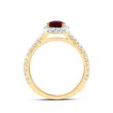 1/2CTW-DIA ANA M 8X5.5MM-PS-RU NAT GEM SINGLE HALO ENGAGEMENT RING